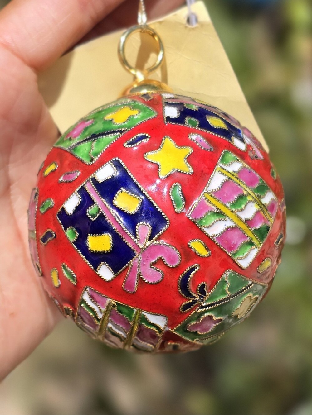 Vintage handmade artisan Chinese cloisonne ornament intricate ornate NWT